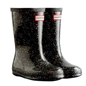 Hunter Black Glitter Rain Boots - Toddler size 8